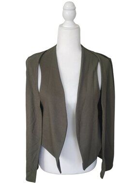 MISSY EMPIRE Olive Green Open Front Cape Blazer Jacket